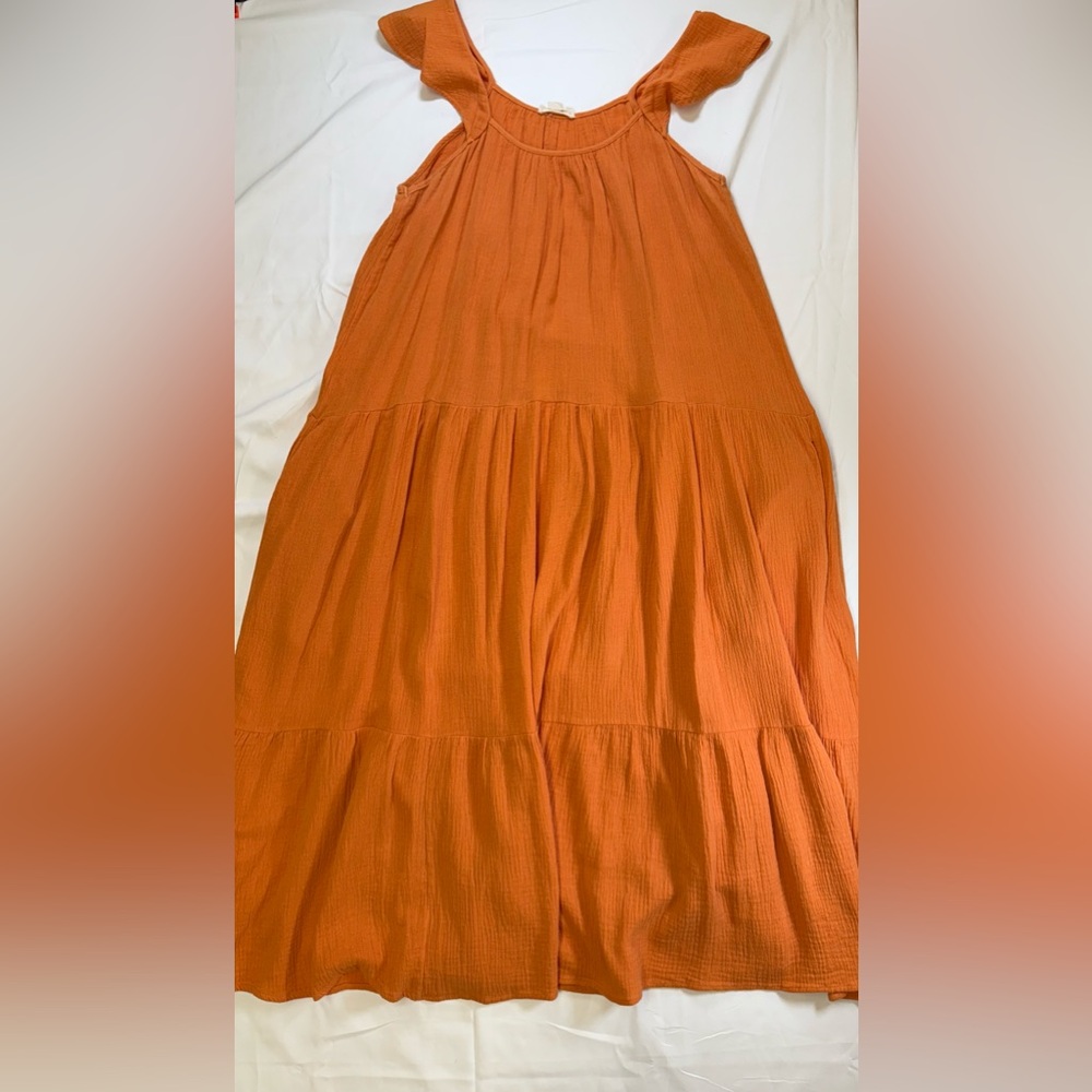 Women's Boutique Orange Maxi Summer Dress by Zia. Has pockets‎ Size Large